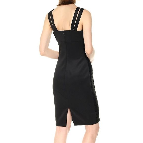 Guess Black Plunge Neck Bodycon‎ Party Cocktail Bodycon  Dress Size 2 - Picture 4 of 5